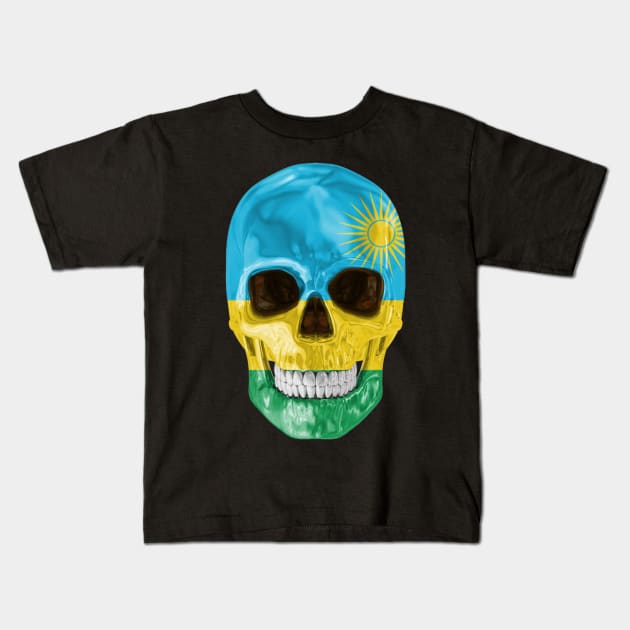 Rwanda Flag Skull - Gift for Rwandan With Roots From Rwanda Kids T-Shirt by Country Flags